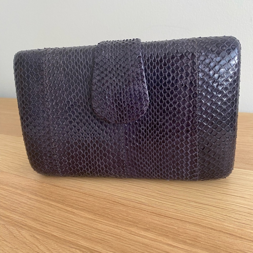 Snakeskin bag with silver color chain in EUC